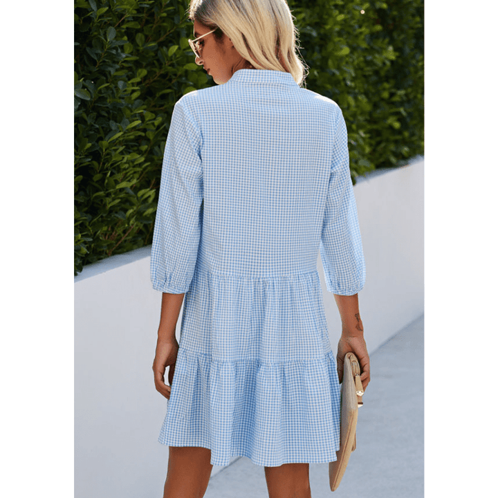 Liljana | Robe boutonnée à volants style printemps chic | Mini - Looksy