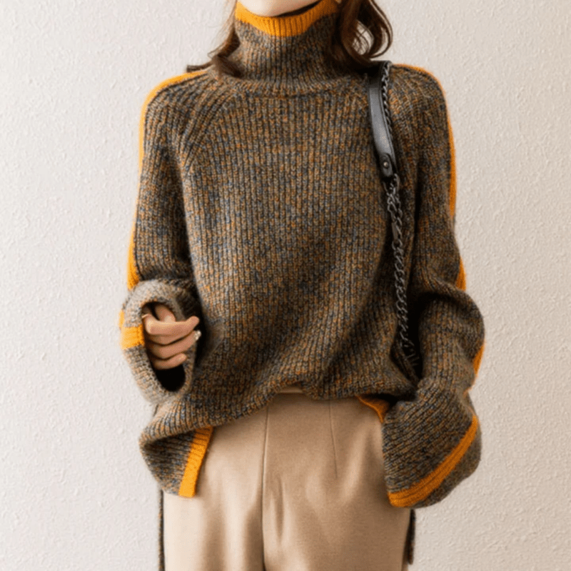 Lisa | Pull Col Roulé En Maille Femme | Coupe Oversize - Looksy