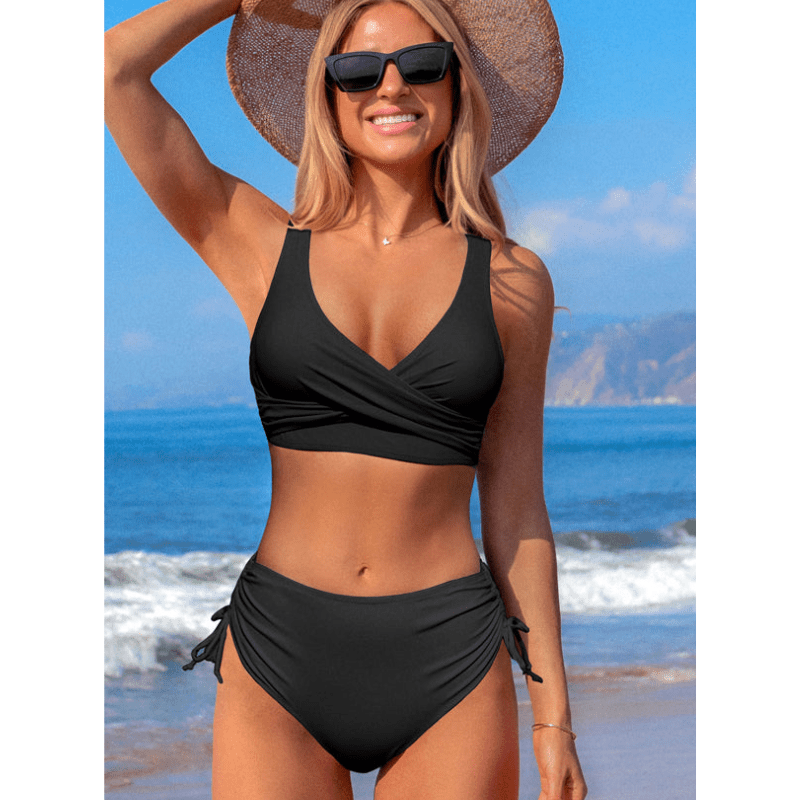 Lisette | Ensemble bikini torsadé à cordon de serrage pour femme | Deux pièces - Looksy