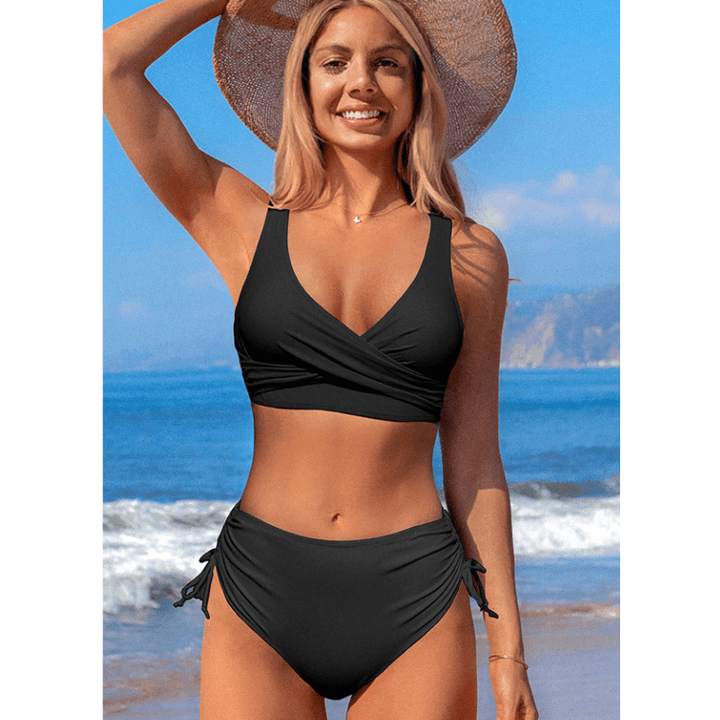 Lisette | Ensemble bikini torsadé à cordon de serrage pour femme | Deux pièces - Looksy