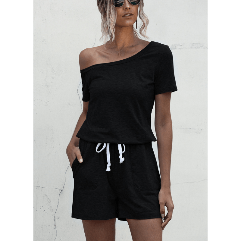 Lucette | Combinaison décontractée à épaules dénudées pour femme | Manches courtes - Looksy