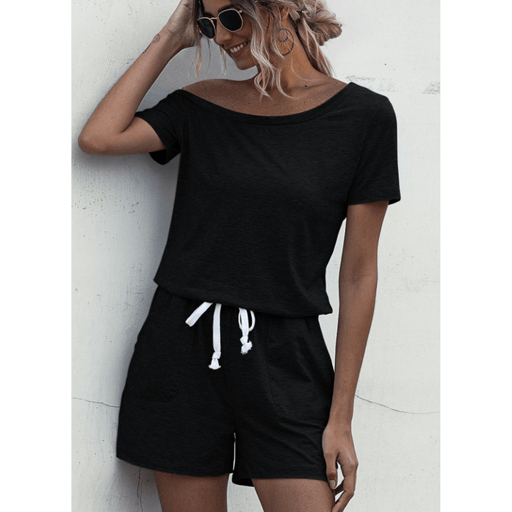 Lucette | Combinaison décontractée à épaules dénudées pour femme | Manches courtes - Looksy