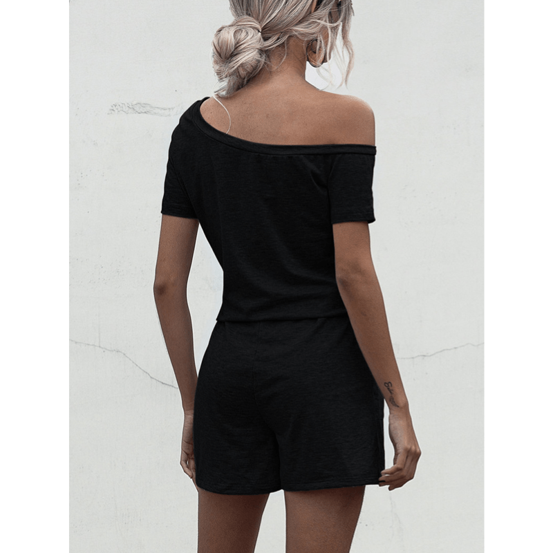Lucette | Combinaison décontractée à épaules dénudées pour femme | Manches courtes - Looksy