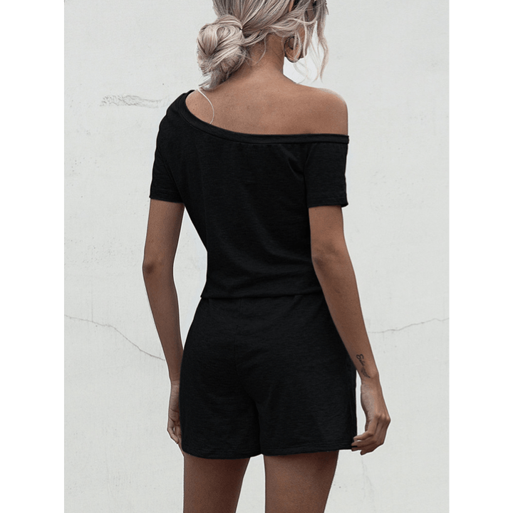 Lucette | Combinaison décontractée à épaules dénudées pour femme | Manches courtes - Looksy