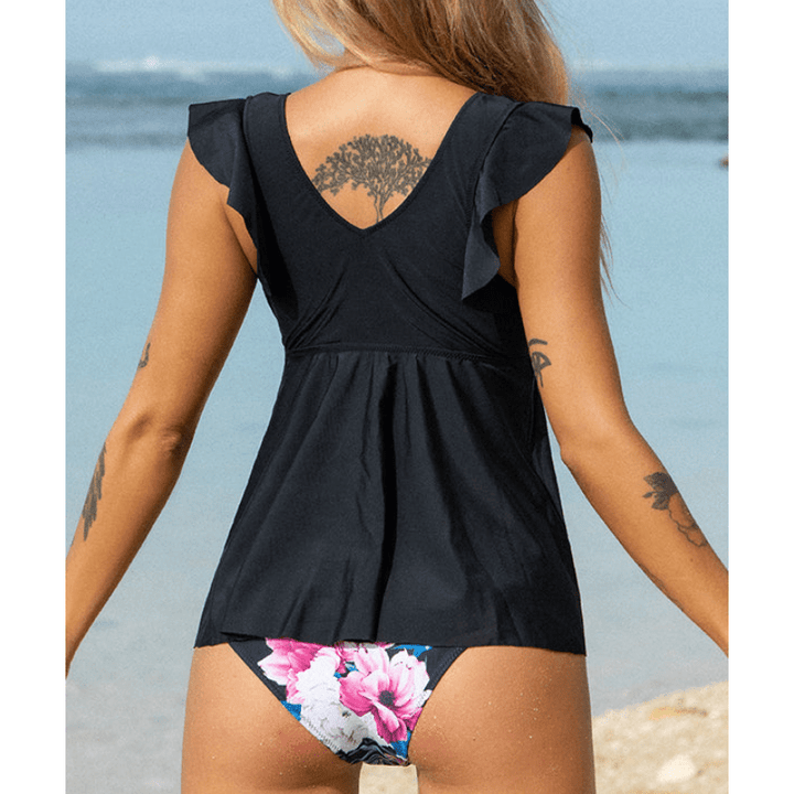 Lucie | Ensemble tankini à volants et col en V pour femme | Deux pièces - Looksy