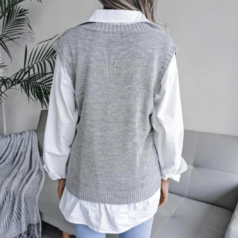 Magdelaine | Gilet Tricoté à Torsades Femme | Sans Manches - Looksy