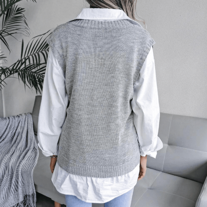 Magdelaine | Gilet Tricoté à Torsades Femme | Sans Manches - Looksy