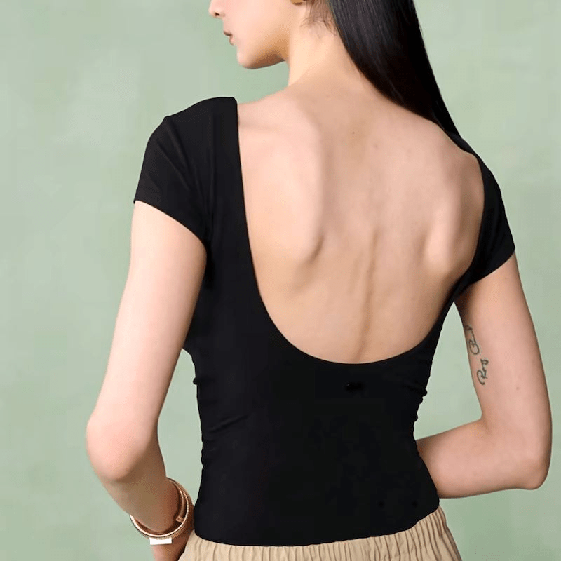 Marcia | Haut Élégant À Dos Nu Pour Femme | Manches Courtes - Looksy