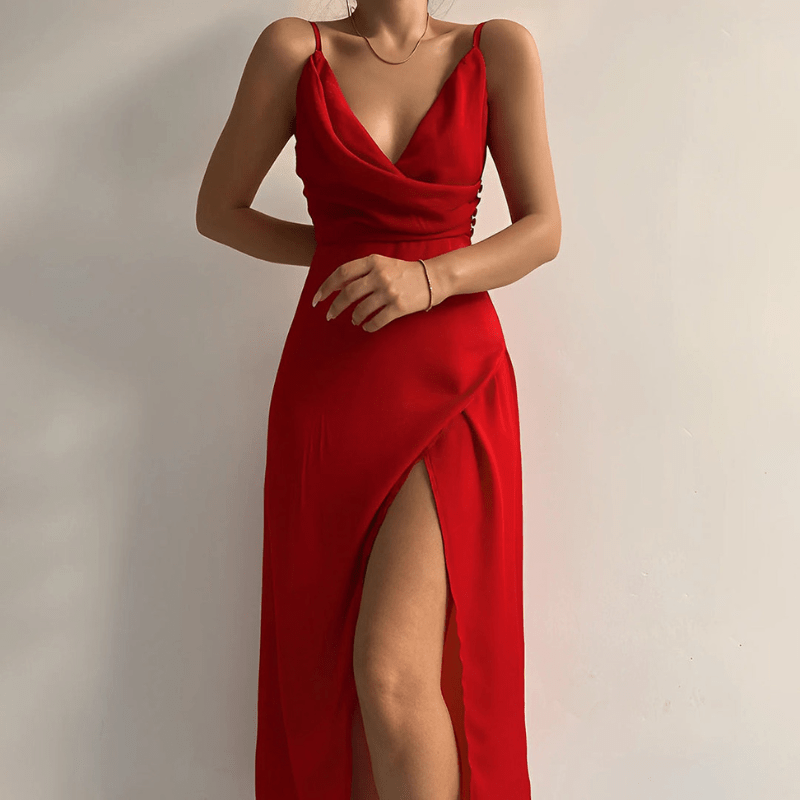 Naida | Robe fendue sans manches pour femmes | Maxi - Looksy