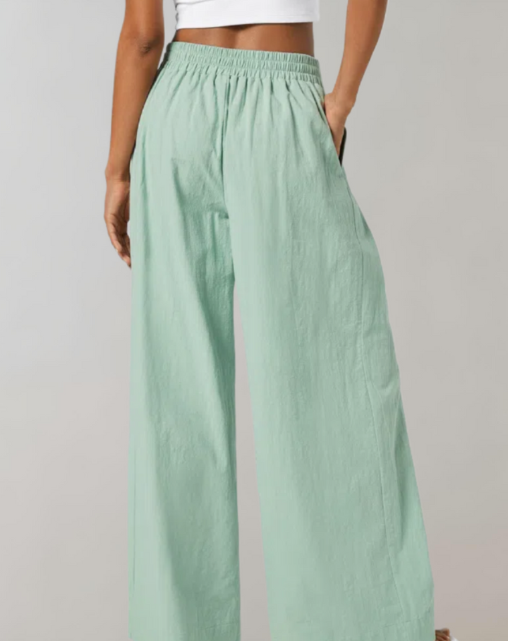 Vogue pantalon large taille haute à boutons multiples – chic