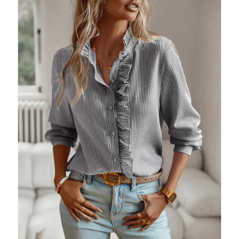 Nata | Chemise Chic À Volants Pour Femme | Manches Longues - Looksy