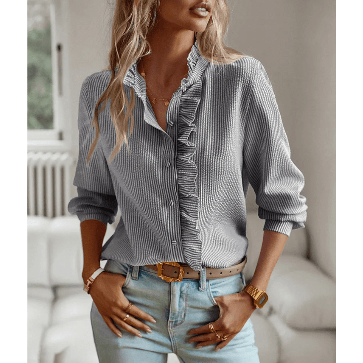 Nata | Chemise Chic À Volants Pour Femme | Manches Longues - Looksy
