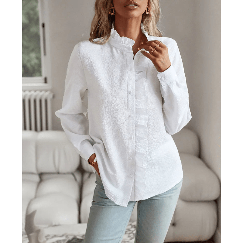 Nata | Chemise Chic À Volants Pour Femme | Manches Longues - Looksy