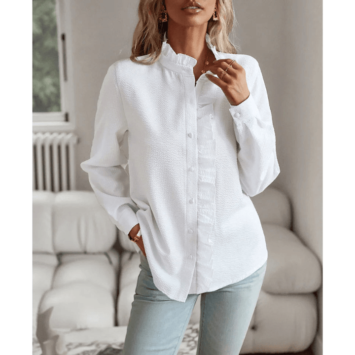 Nata | Chemise Chic À Volants Pour Femme | Manches Longues - Looksy