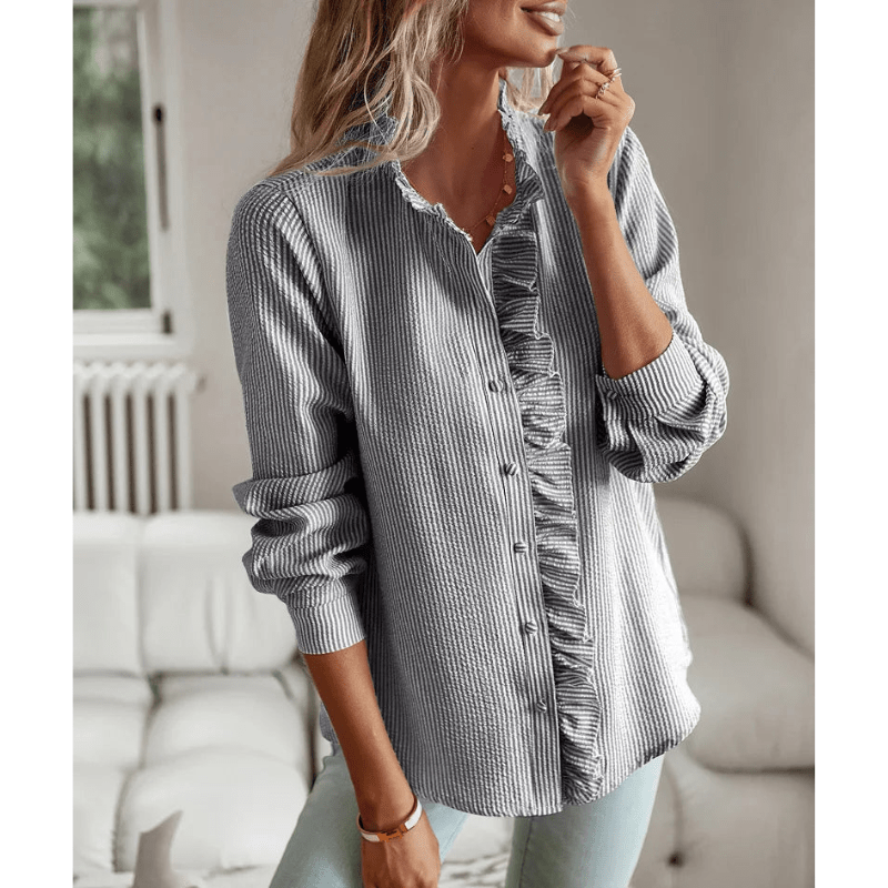 Nata | Chemise Chic À Volants Pour Femme | Manches Longues - Looksy