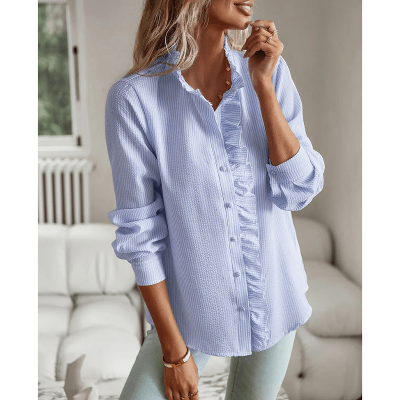 Nata | Chemise Chic À Volants Pour Femme | Manches Longues - Looksy