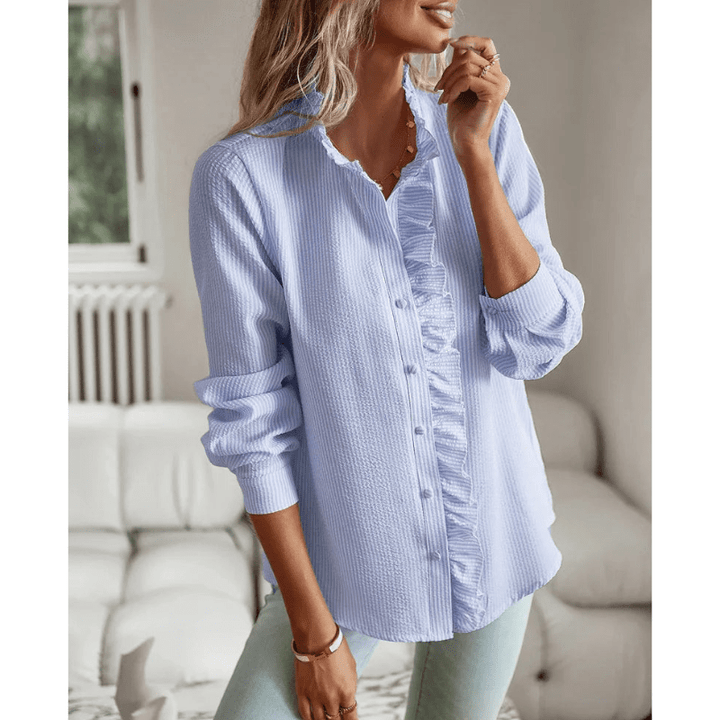 Nata | Chemise Chic À Volants Pour Femme | Manches Longues - Looksy