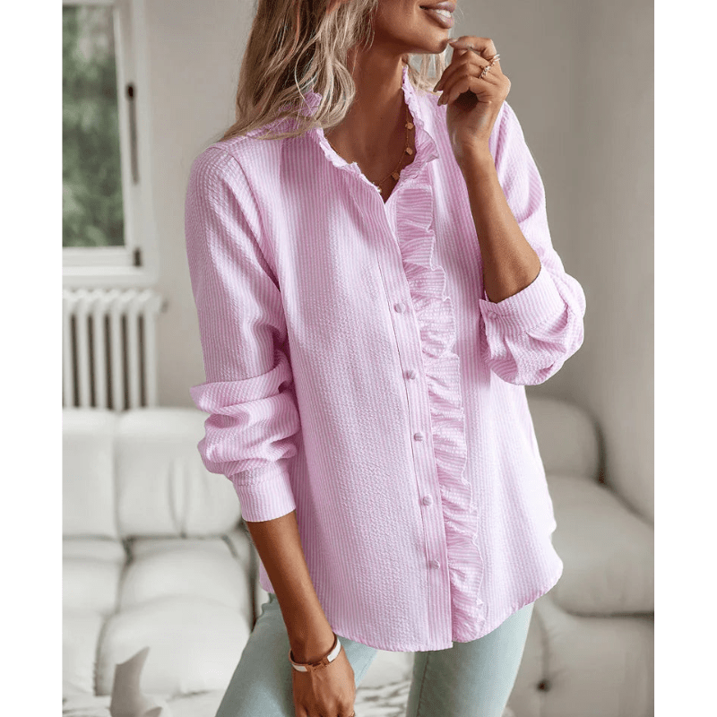 Nata | Chemise Chic À Volants Pour Femme | Manches Longues - Looksy
