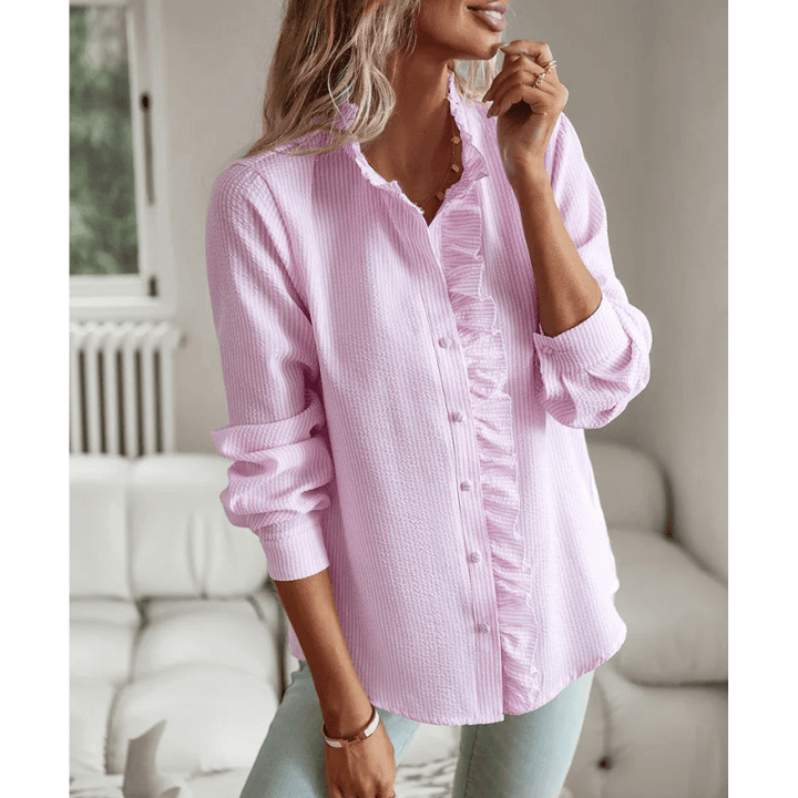 Nata | Chemise Chic À Volants Pour Femme | Manches Longues - Looksy