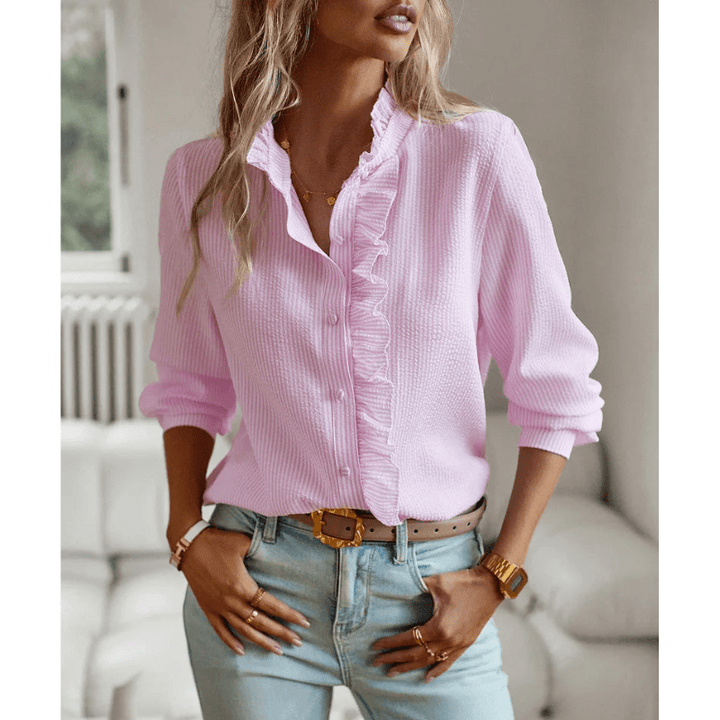 Nata | Chemise Chic À Volants Pour Femme | Manches Longues - Looksy