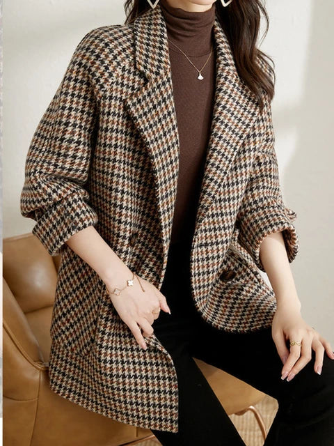 Veste à Carreaux Femme Chic et Confortable