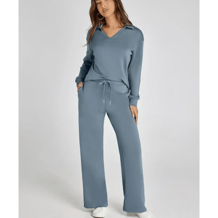 Nidia | Ensemble Décontracté Pour Femme Avec Col V | Deux Pièces - Looksy