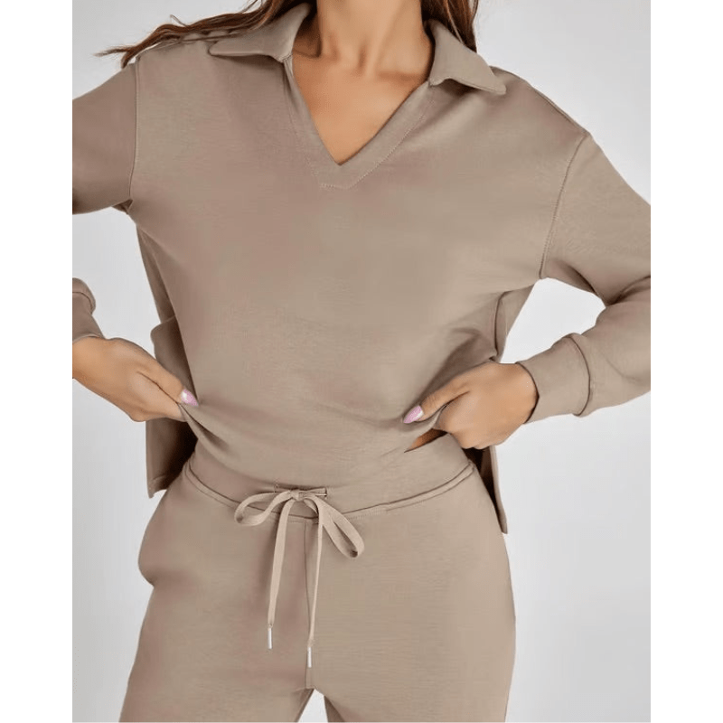 Nidia | Ensemble Décontracté Pour Femme Avec Col V | Deux Pièces - Looksy