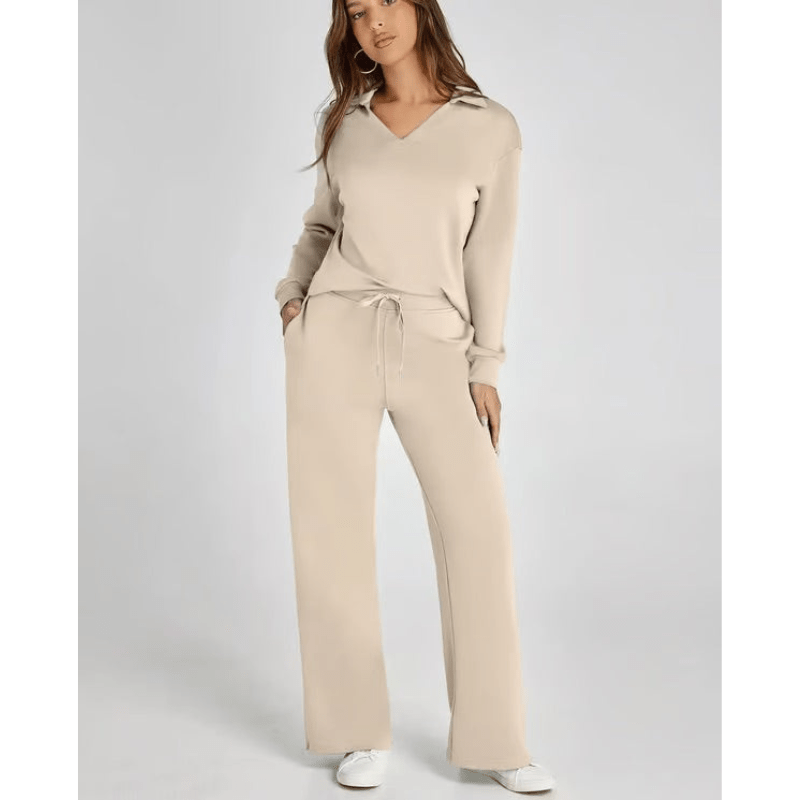 Nidia | Ensemble Décontracté Pour Femme Avec Col V | Deux Pièces - Looksy