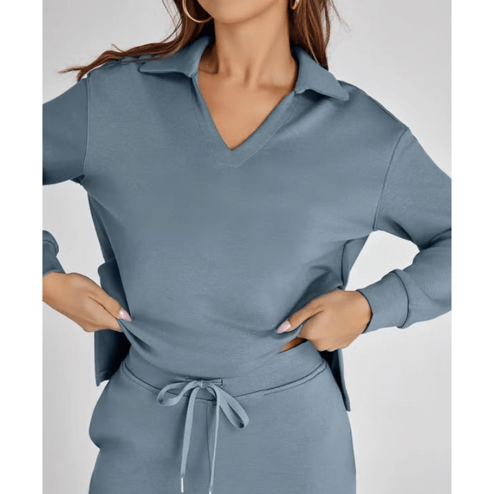 Nidia | Ensemble Décontracté Pour Femme Avec Col V | Deux Pièces - Looksy