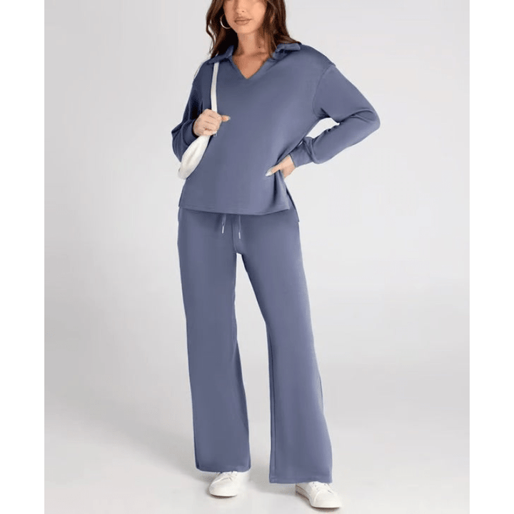 Nidia | Ensemble Décontracté Pour Femme Avec Col V | Deux Pièces - Looksy