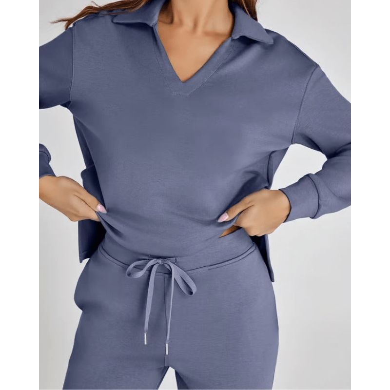 Nidia | Ensemble Décontracté Pour Femme Avec Col V | Deux Pièces - Looksy