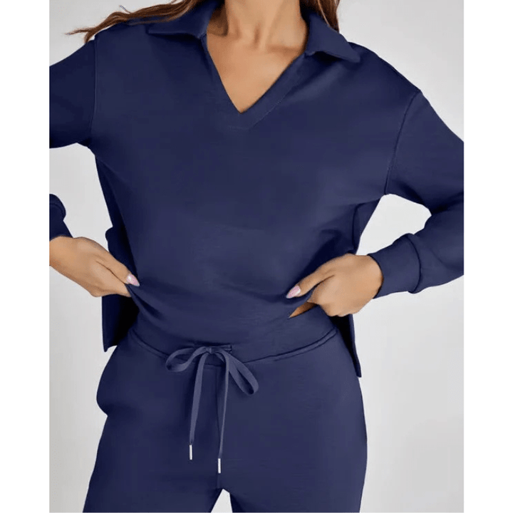 Nidia | Ensemble Décontracté Pour Femme Avec Col V | Deux Pièces - Looksy