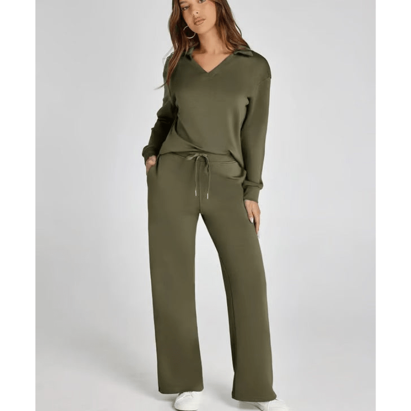 Nidia | Ensemble Décontracté Pour Femme Avec Col V | Deux Pièces - Looksy
