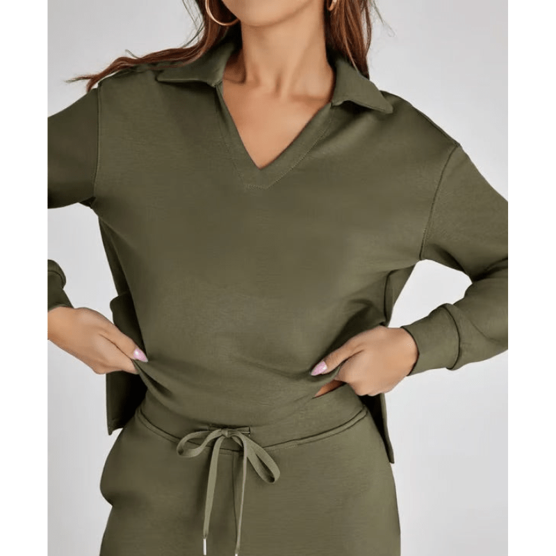 Nidia | Ensemble Décontracté Pour Femme Avec Col V | Deux Pièces - Looksy