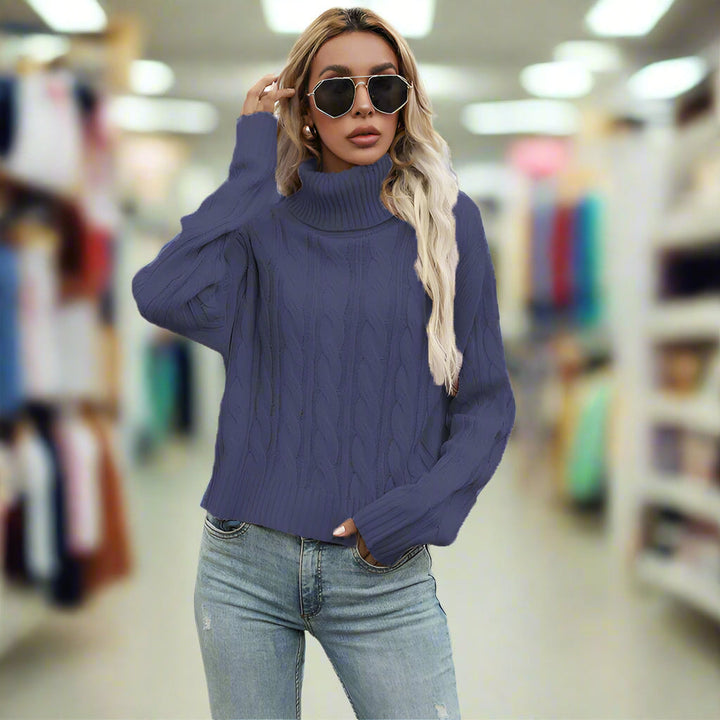 Pull Col Roulé Côtelé Femme - Chaleur Élégante Hiver