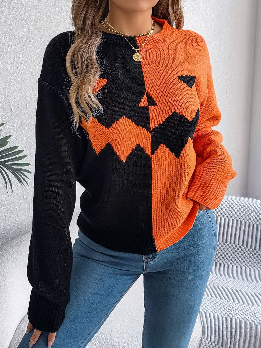 Pull Halloween Citrouille Femme - Confort Festif Original