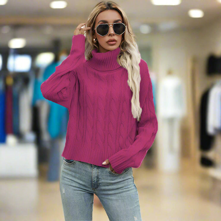 Pull Col Roulé Côtelé Femme - Chaleur Élégante Hiver