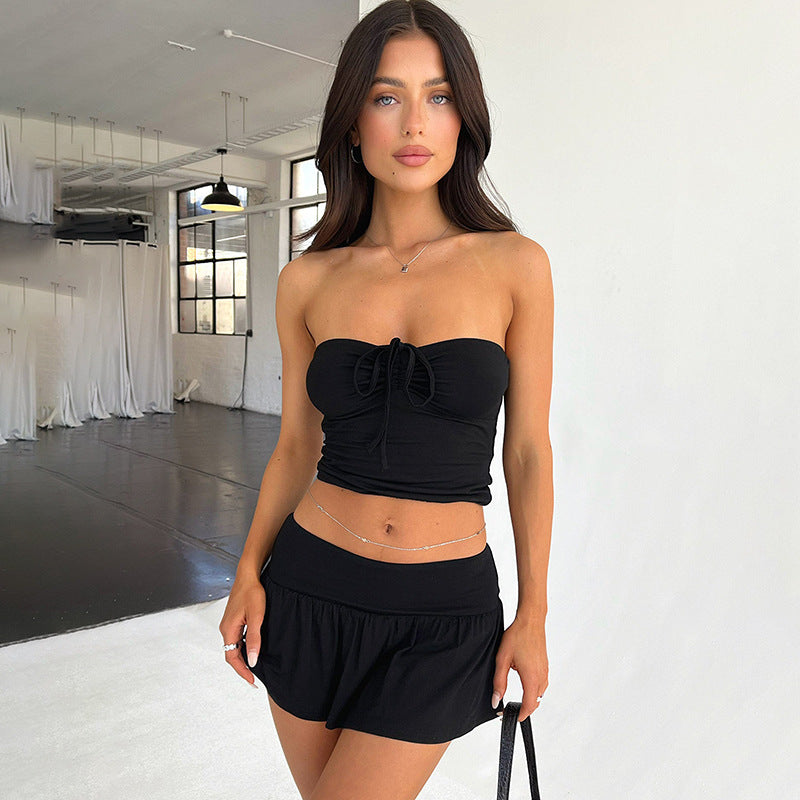 Ensemble Top Jupe Courte Dos Nu Femme - Chic & Féminin