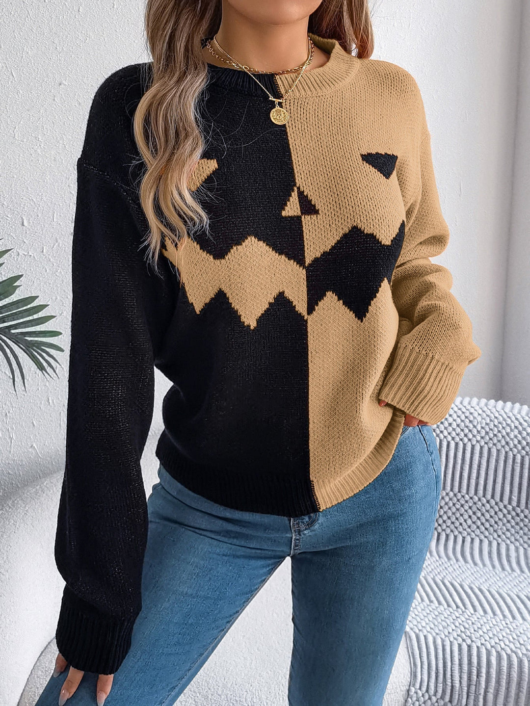 Pull Halloween Citrouille Femme - Confort Festif Original