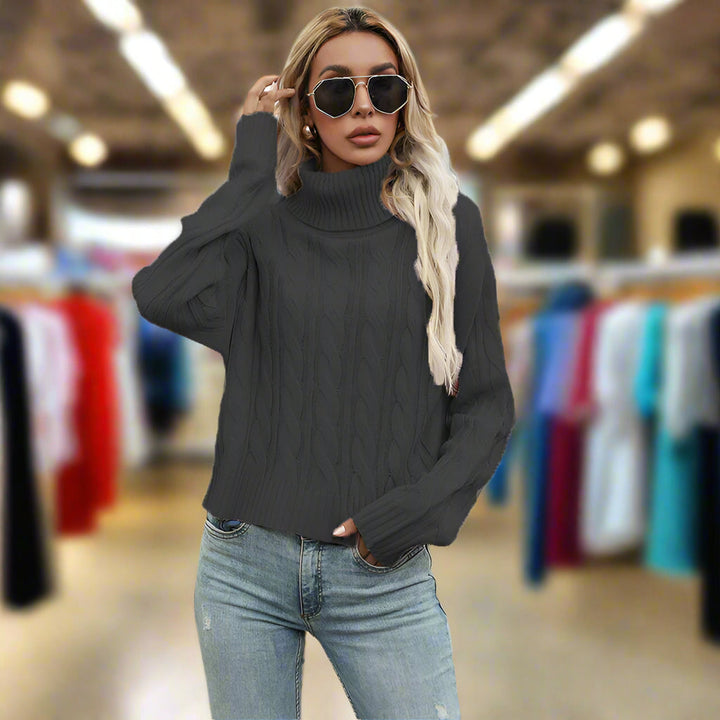 Pull Col Roulé Côtelé Femme - Chaleur Élégante Hiver