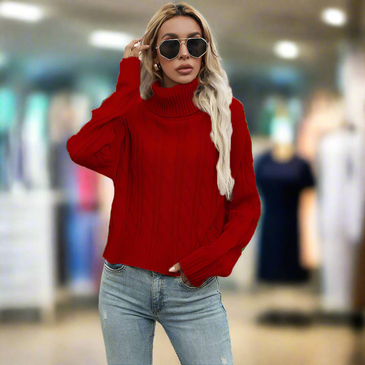 Pull Col Roulé Côtelé Femme - Chaleur Élégante Hiver