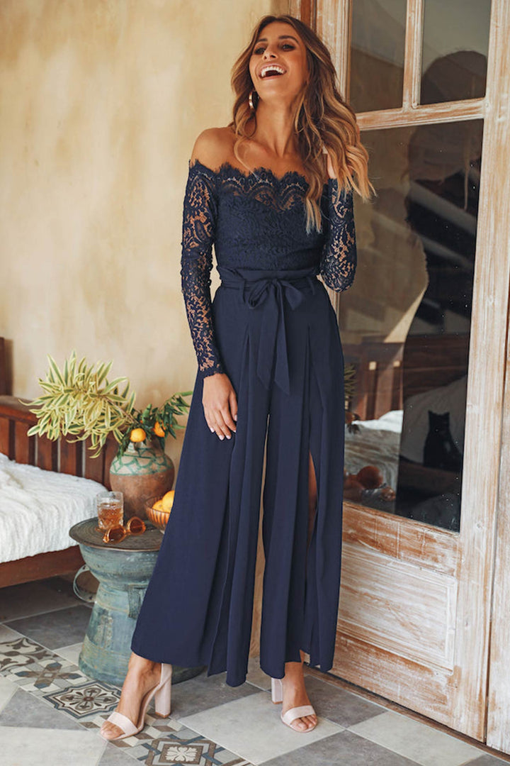 Combinaison Zara Femme Off-Shoulder avec Dentelle et Fente