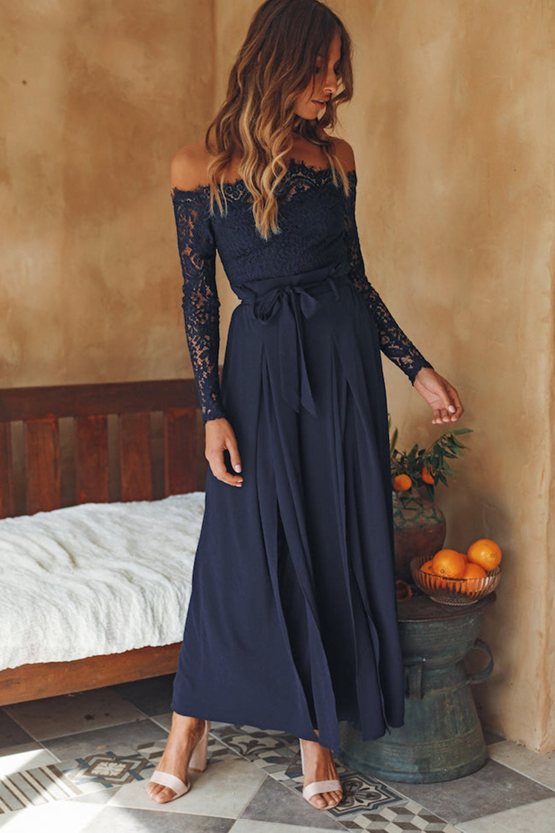 Combinaison Zara Femme Off-Shoulder avec Dentelle et Fente