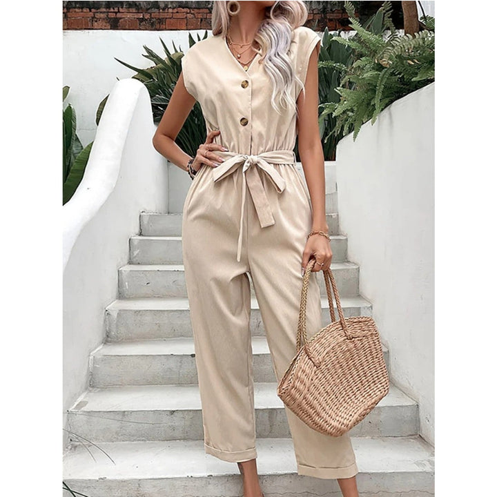 Combinaison Lena Femme Col V avec Ceinture Élégante et Confortable