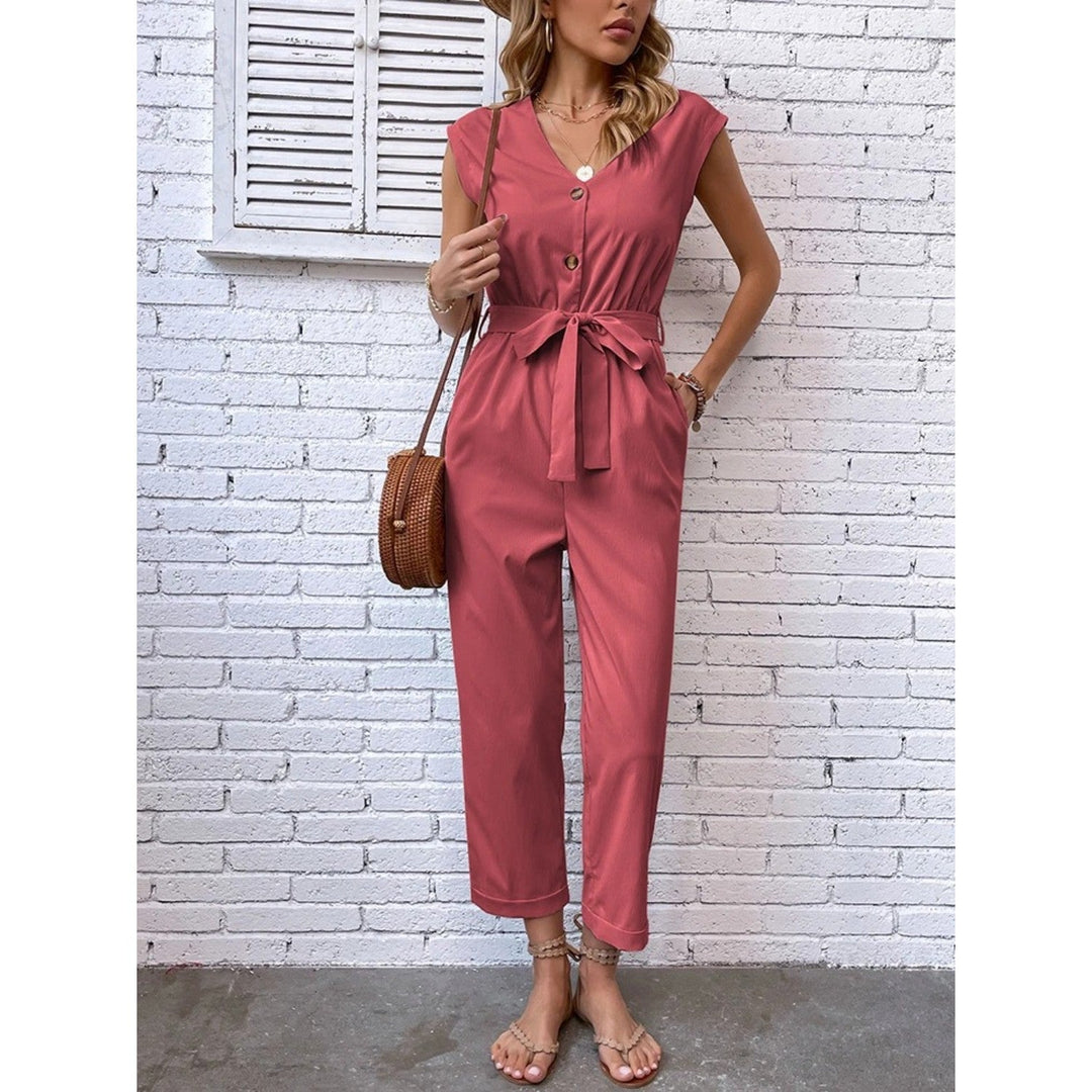 Combinaison Lena Femme Col V avec Ceinture Élégante et Confortable