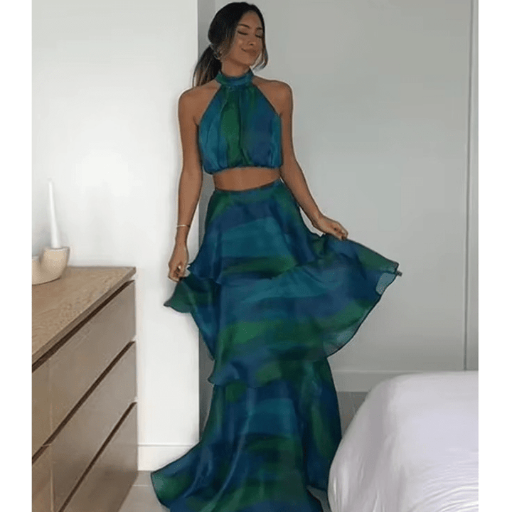 Philomène | Robe Longue À Volants Pour Femme | Imprimé Floral - Looksy