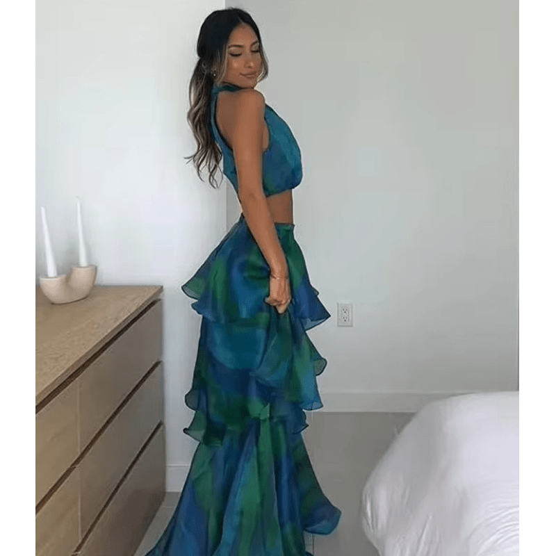 Philomène | Robe Longue À Volants Pour Femme | Imprimé Floral - Looksy