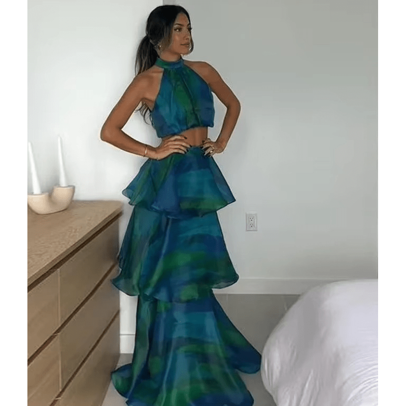 Philomène | Robe Longue À Volants Pour Femme | Imprimé Floral - Looksy