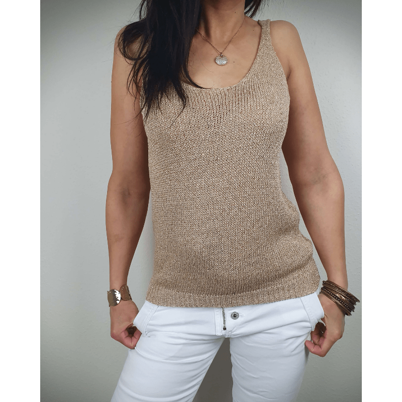 Polina | Haut Classique Chic En Maille Pour Femme | Sans Manches - Looksy