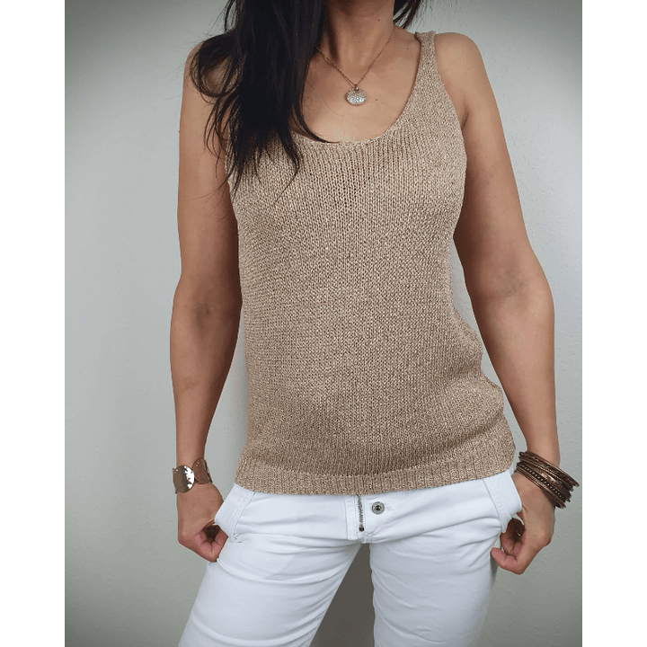 Polina | Haut Classique Chic En Maille Pour Femme | Sans Manches - Looksy